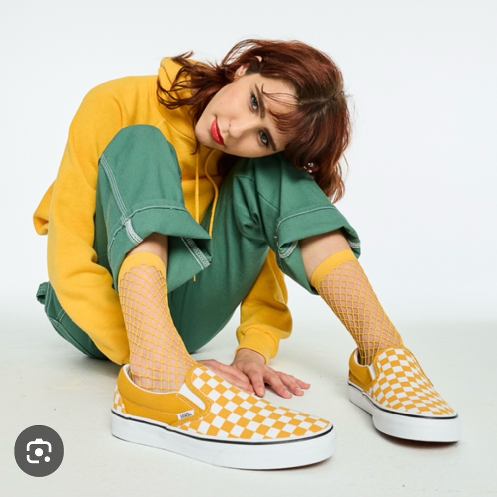 Vans Classic Yellow and White Checkered Slip-Ons